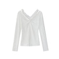 V-Neck Long Sleeve Lace Shoulder Strap Off-Shoulder Top