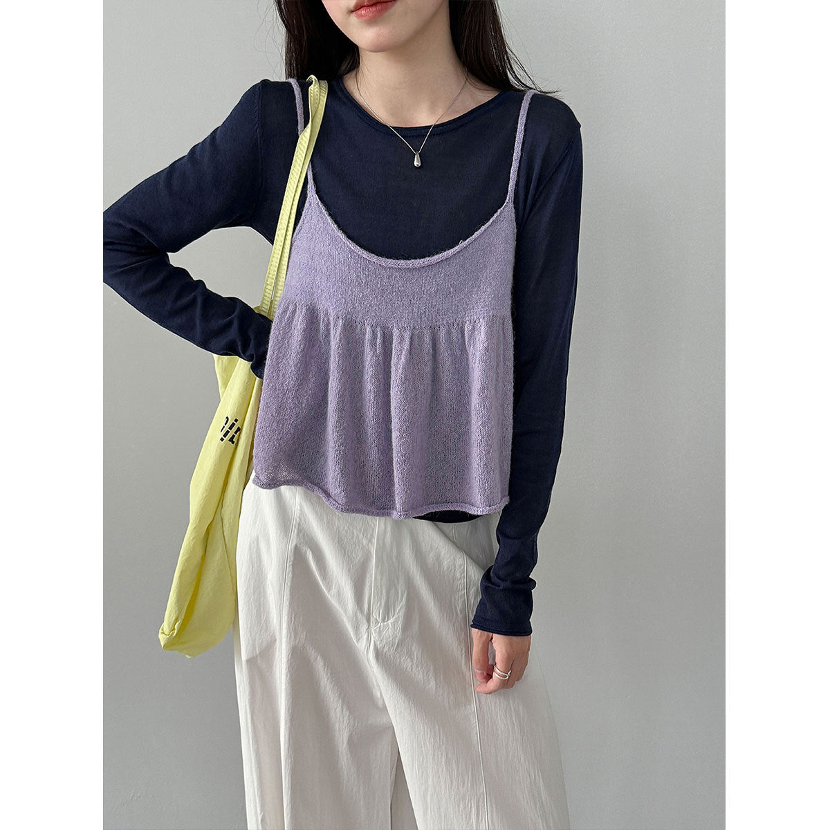 Korean gentle Tencel base + wool sling vest stacked through two-piece set