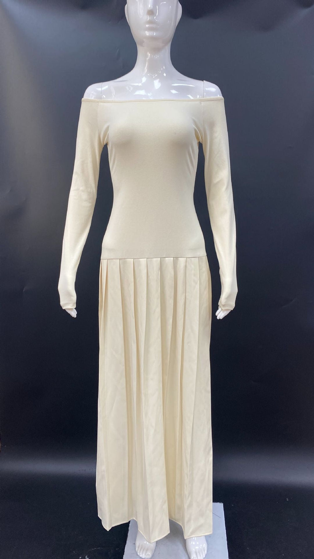 Slit maxi skirt slim dress stylish gentle style pleated skirt