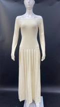 Slit maxi skirt slim dress stylish gentle style pleated skirt