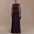 Fashion backless shawl hip skirt slim fit retro sexy pleated dress