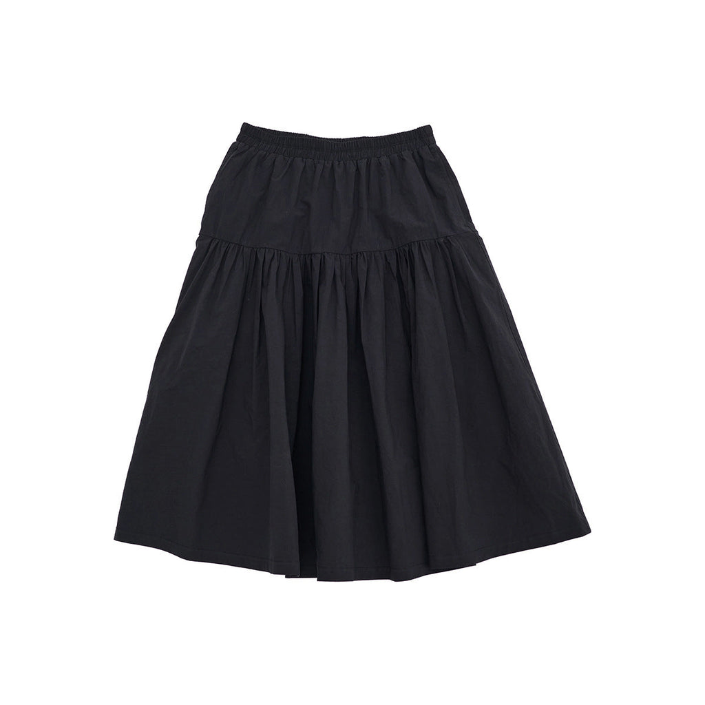 Spring new casual riverside sun solid color split relaxed medium and long skirt