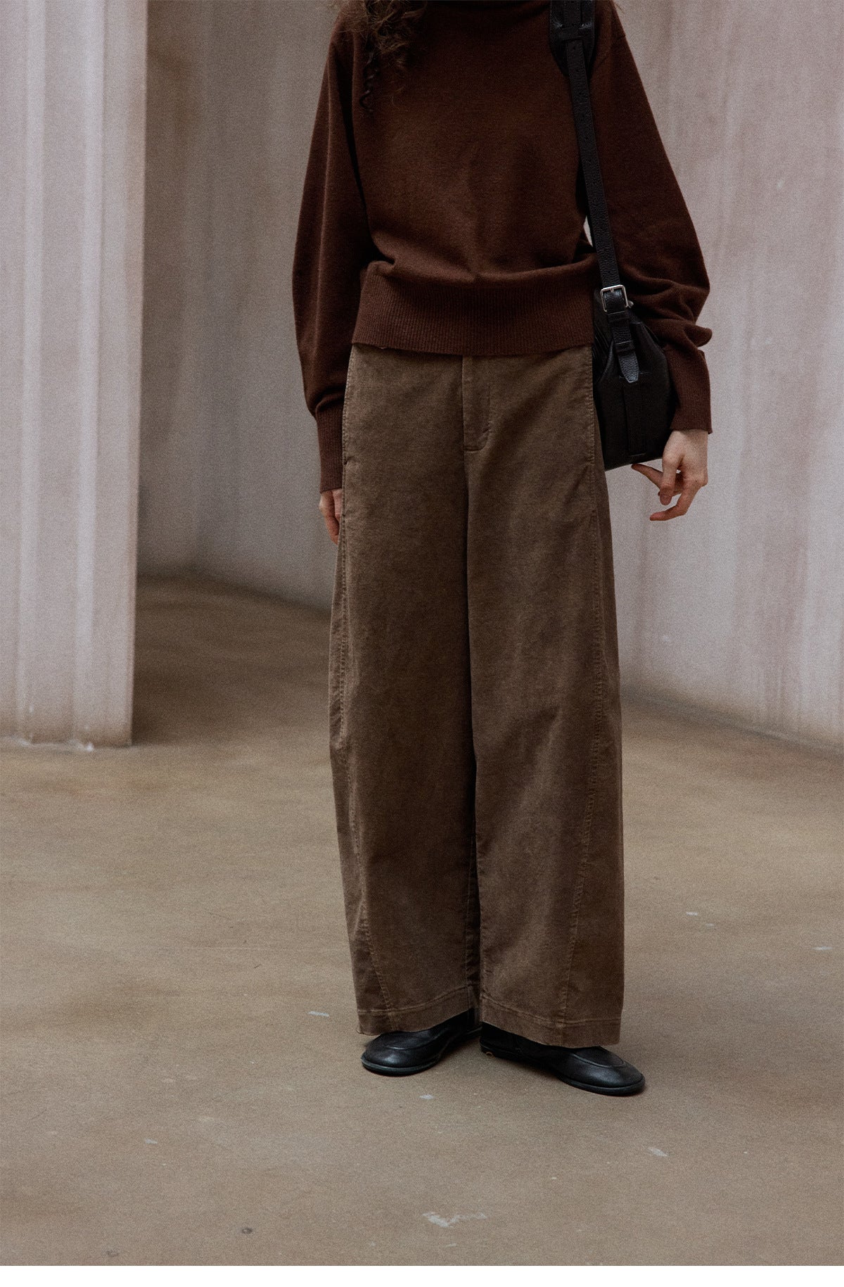 Pure handmade dirty dyed velvet natural washing process simple retro commuter scimitar pants