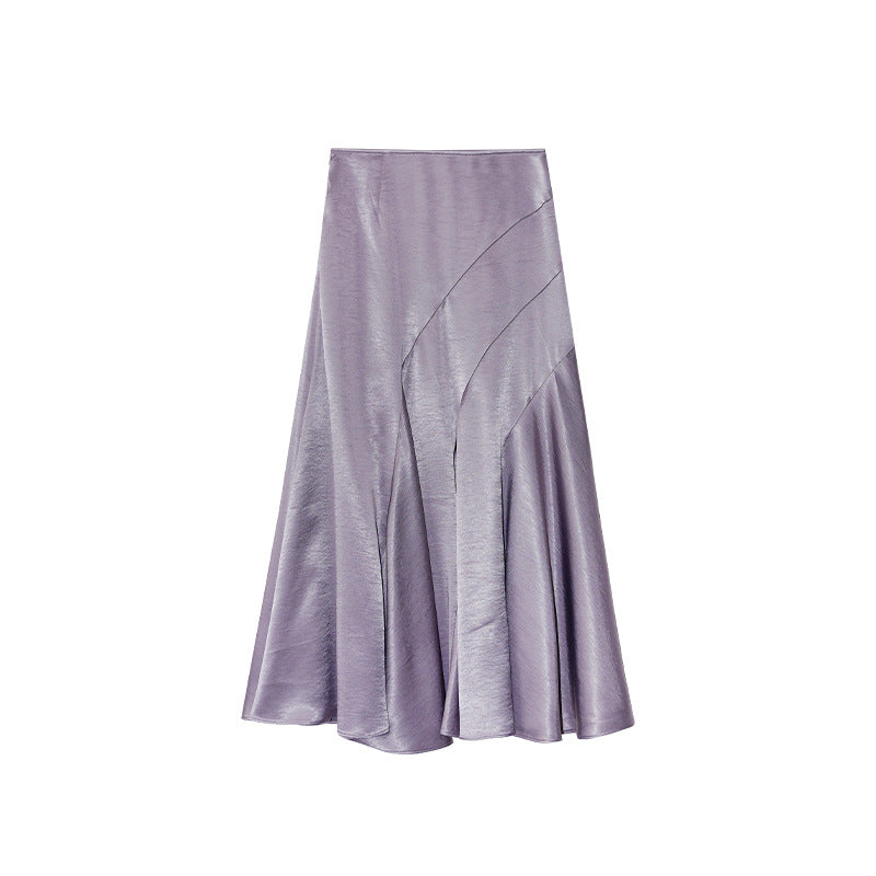 Hip wrap fishtail skirt acetic acid satin skirt
