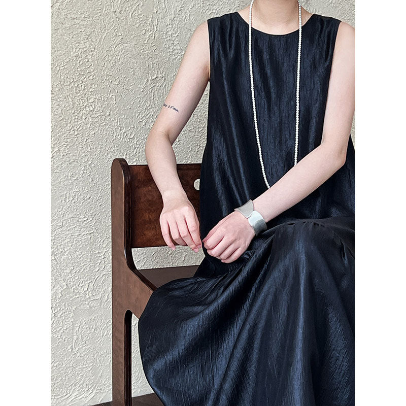 Summer women's new pearlescent sleeveless asymmetrical patchwork mermaid tank dress