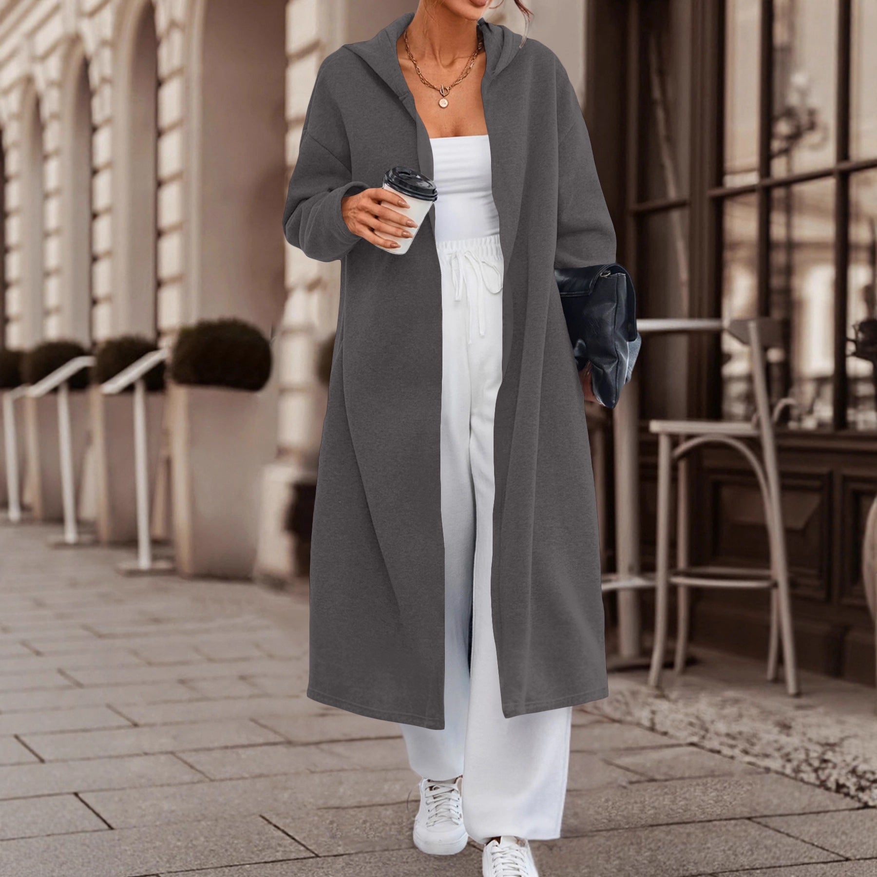 AliExpress Independent Station Autumn and Winter New Fashion Casual Commuter Long Cardigan