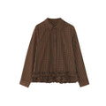 Autumn Merad retro fashion foreign style lapel long sleeve plaid shirt women
