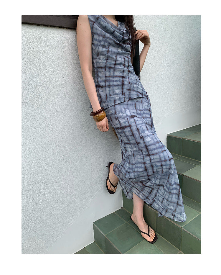 Fashion Trend Two-piece Sleeveless Swinging Neck Women's Suit