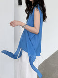 French high-end kinked strap waist short-sleeved top summer new versatile and thin shirt