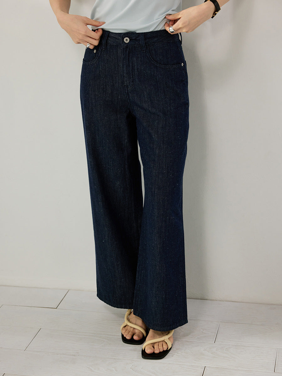 High Waist Retro Wide Leg Straight Linen Jeans