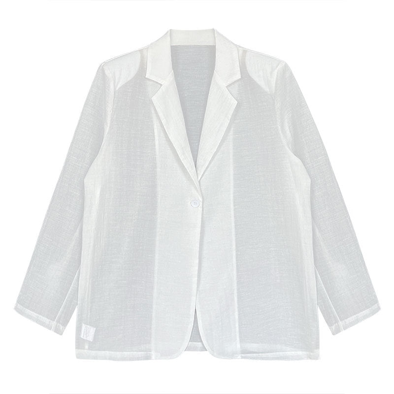 Imitation linen Japanese casual one-button blazer women's summer new light and thin sunscreen top