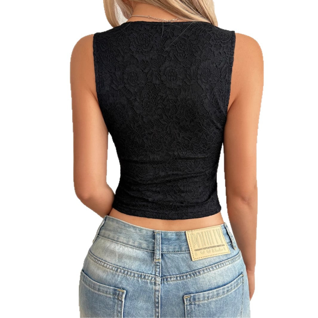 Y2K Lace Sleeveless Vest Top
