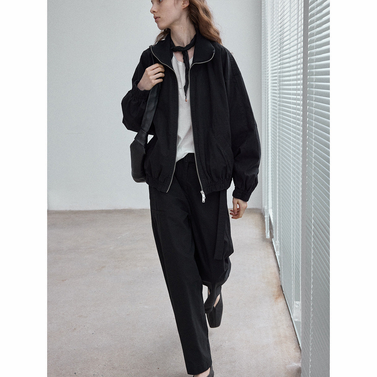 Natural fiber cotton-feel vintage casual jacket versatile all-season zippered commuter jacket