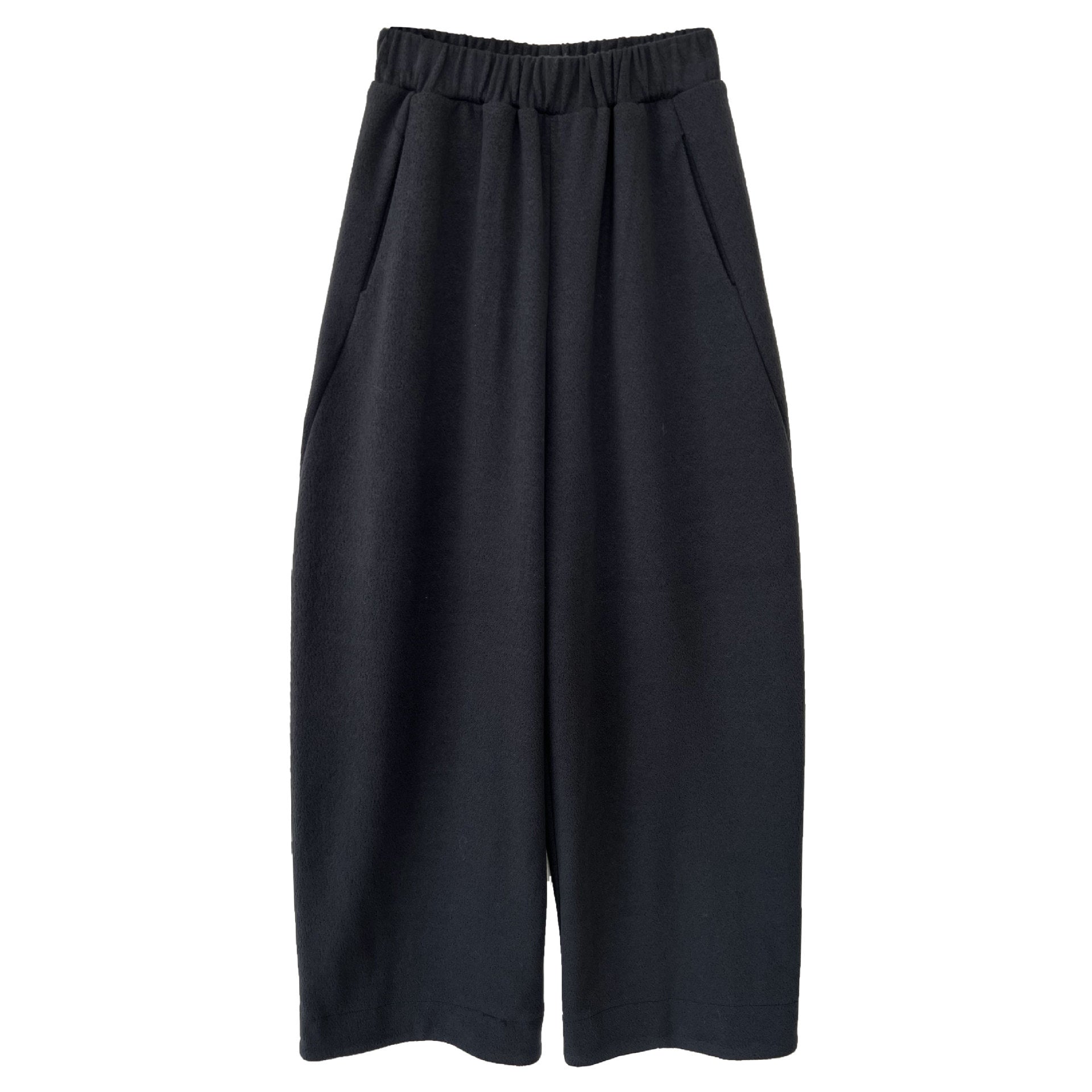 Korean wool plush texture, high-waisted elastic, casual, versatile straight-leg trousers, women's winter new style