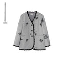 Loose embroidered lace edge v-neck blazer