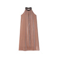 Contrast Color Halter Neck Sleeveless A-Line Maxi Dress