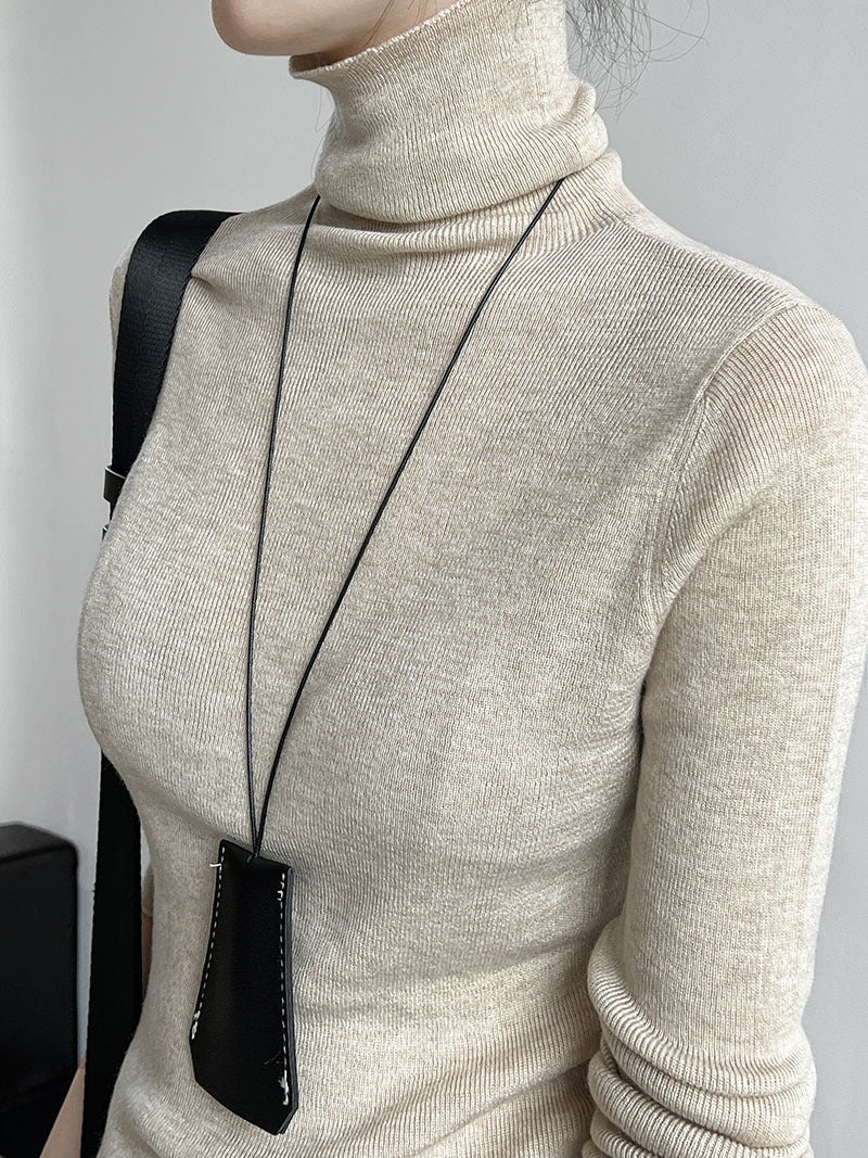 Simple knitted sweater women's new turtleneck wool bottoming shirt in autumn and winter