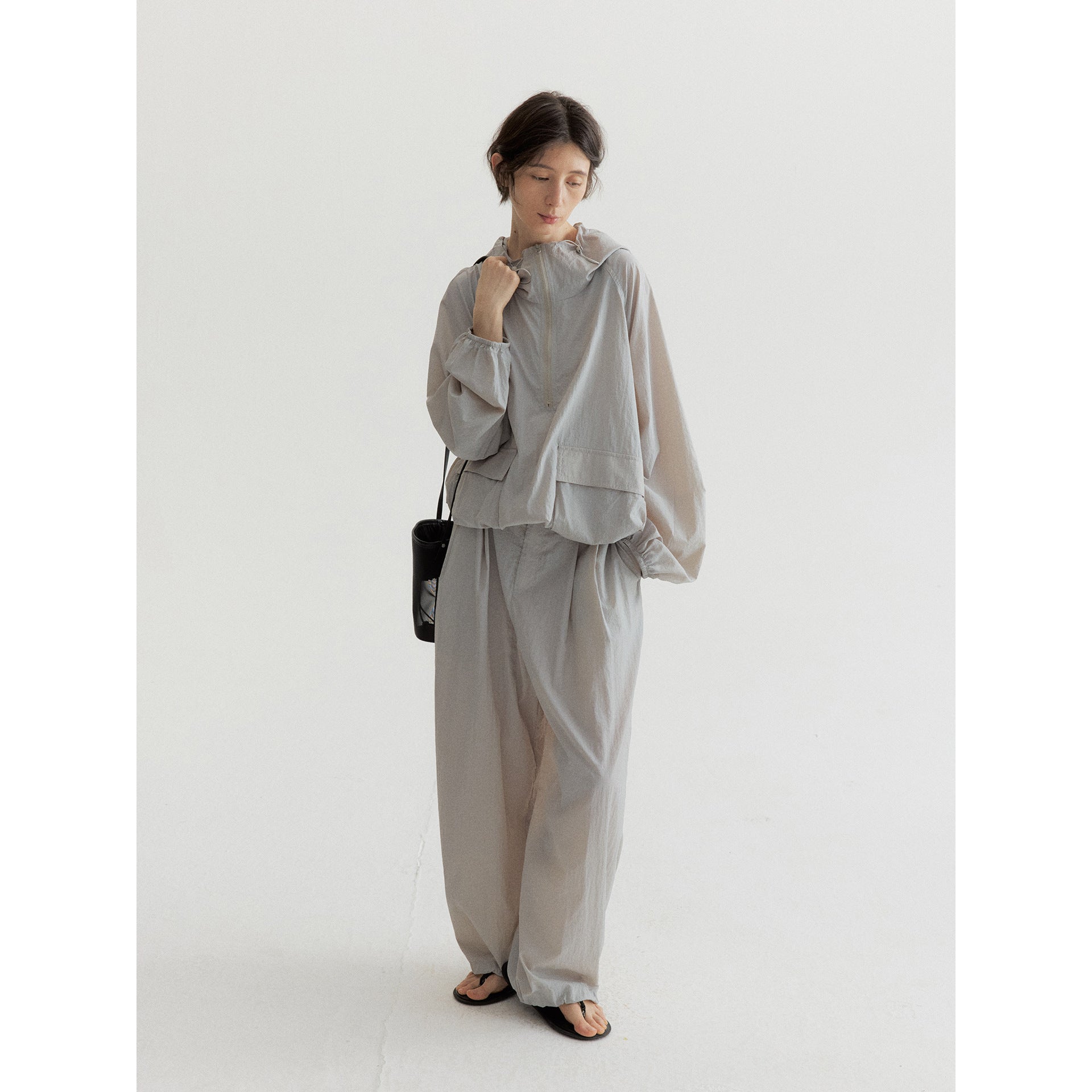 Summer new design pleated sunscreen drawstring foot loose profile casual pants