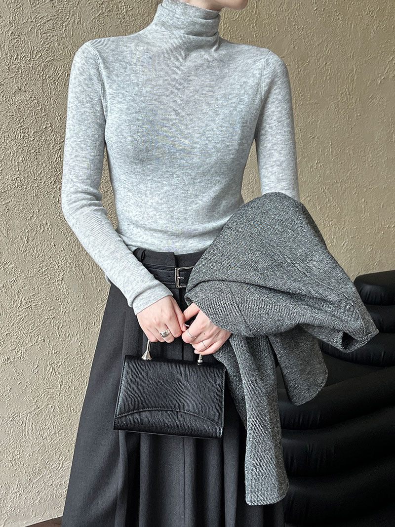 Simple knitted sweater women's new turtleneck wool bottoming shirt in autumn and winter