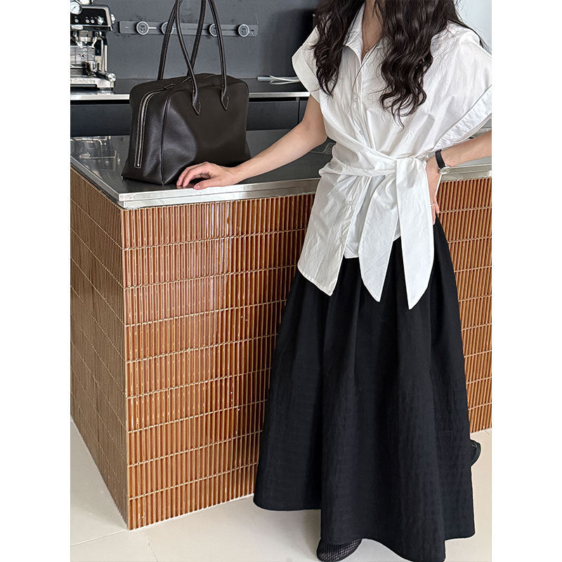 Temperament Korean three-dimensional pleated skirt women's early autumn new high-waisted organ pleated A-shaped umbrella skirt 3591