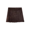 Coffee short skirt with fungus edge hem skirt