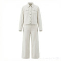 Early spring Hong Kong style American retro trousers temperament two-piece denim suit