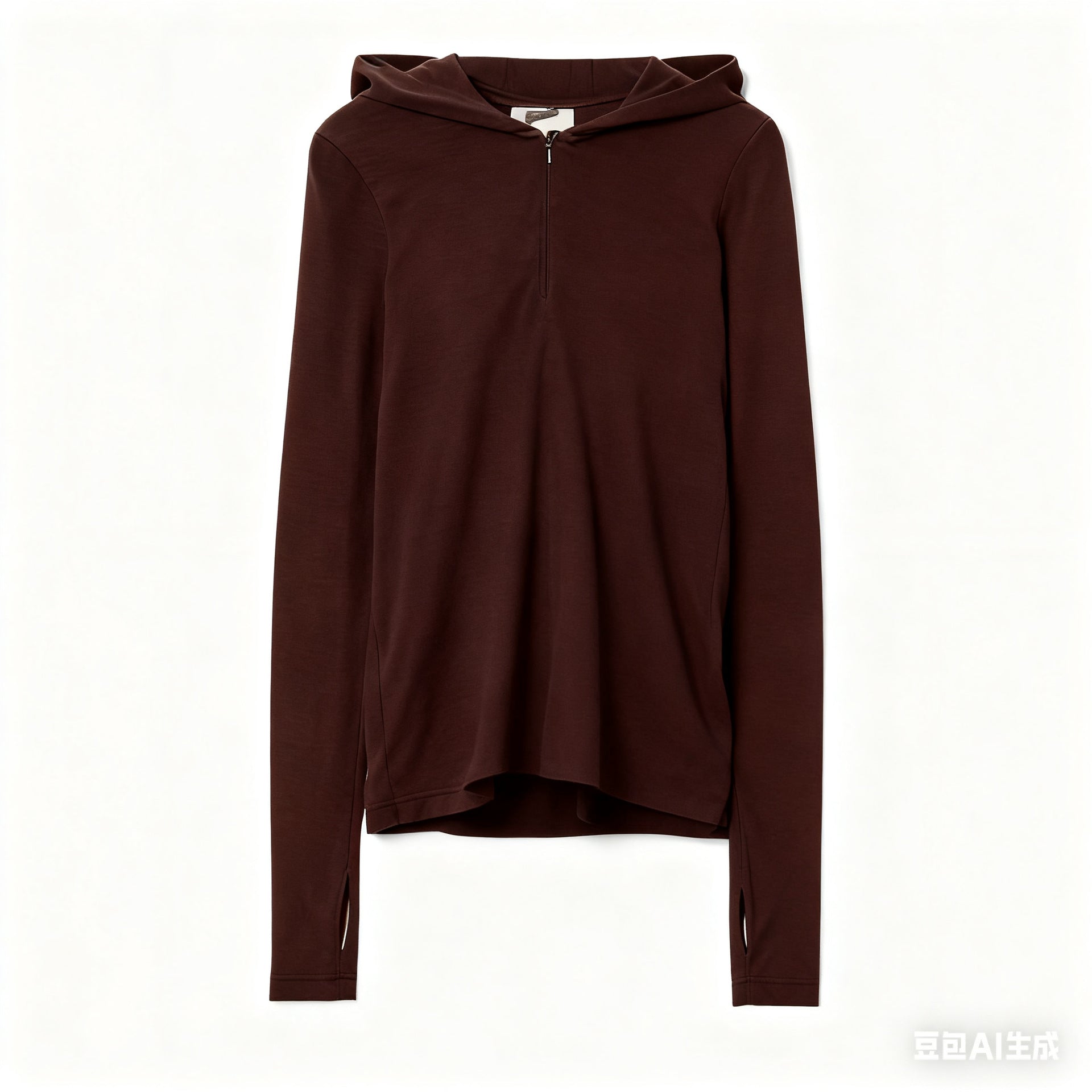 Hooded Long Sleeve Knit Top Women Slim Fit Half-Zip Pullover Sweater