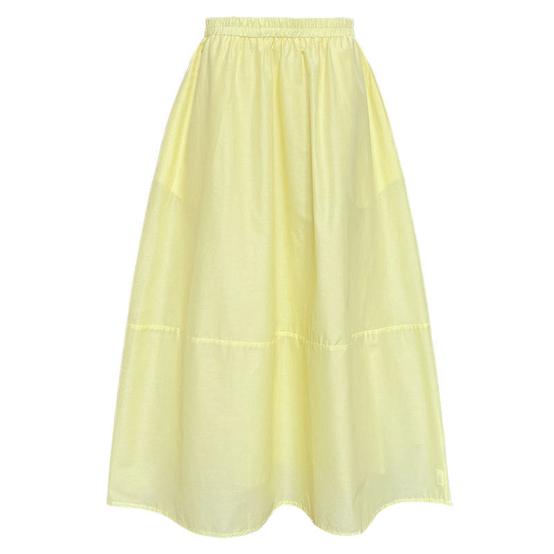Yellow skirt summer new high waist and thin A-shaped skirt loose hip umbrella skirt fairy skirt