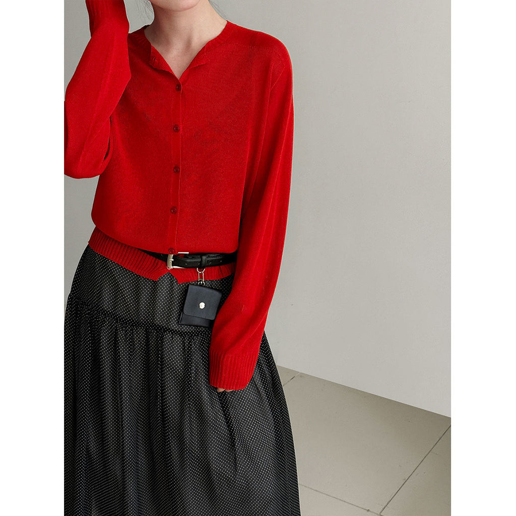 Gentle and lazy knitted cardigan women's spring new thin versatile sweater jacket base