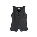 Early spring old money texture sleeveless linen single-breasted vest vest top