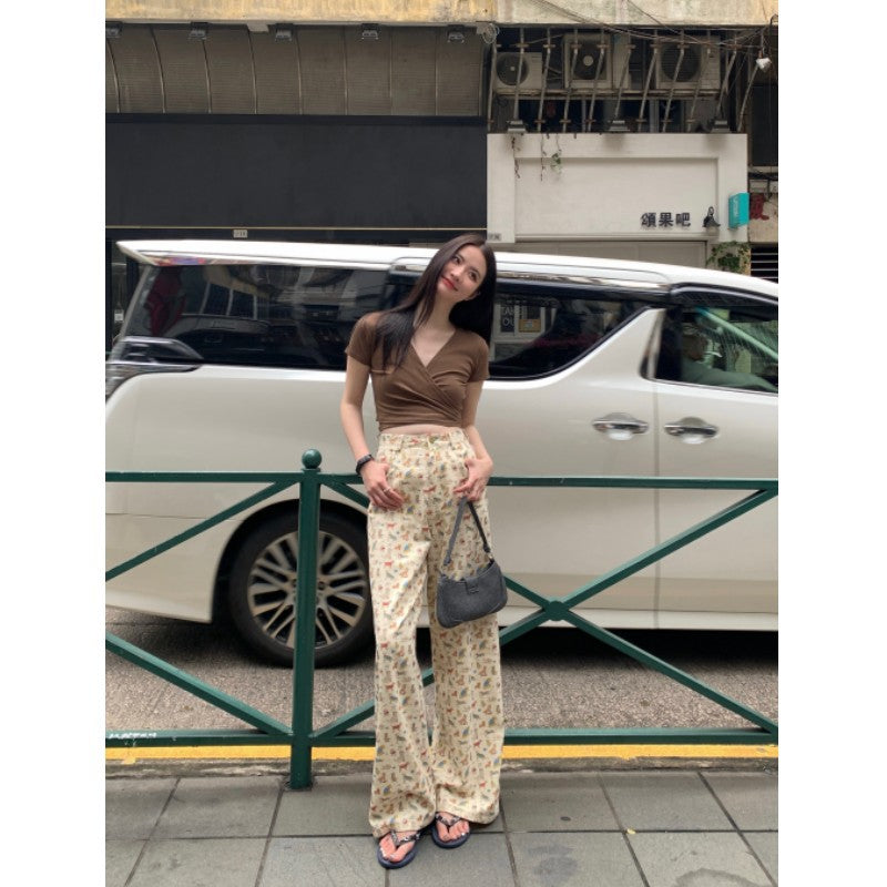 Cartoon animal cute straight pants