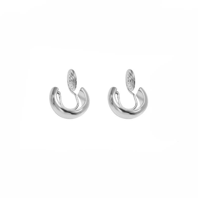 Small C-shaped smooth geometric pattern incense plate ear clips, women can wear earrings without ear piercings, temperament earrings factory direct sales