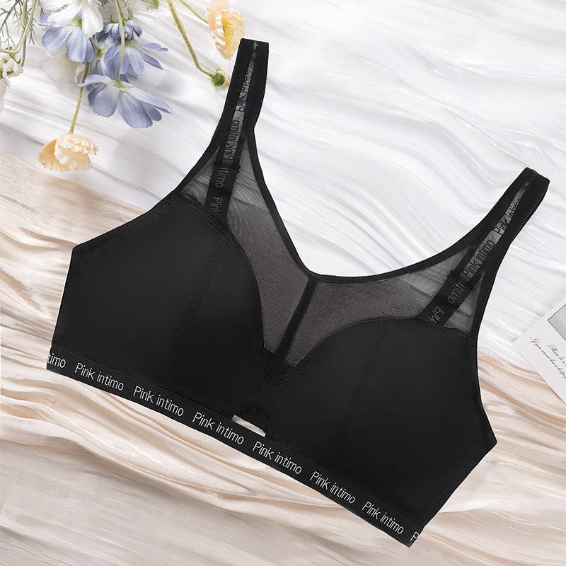 Large size underwear women's big breasts show small anti-sagging gathering can be adjusted thin fat MM bra
