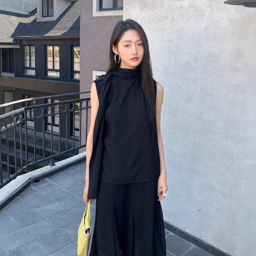 Temperament perspective sexy Tencel chiffon shirt