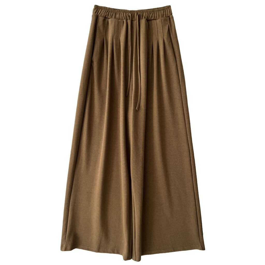 Pleated drawstring wide-leg pants sweatpants women's autumn new high-waisted thin lazy casual sweatpants