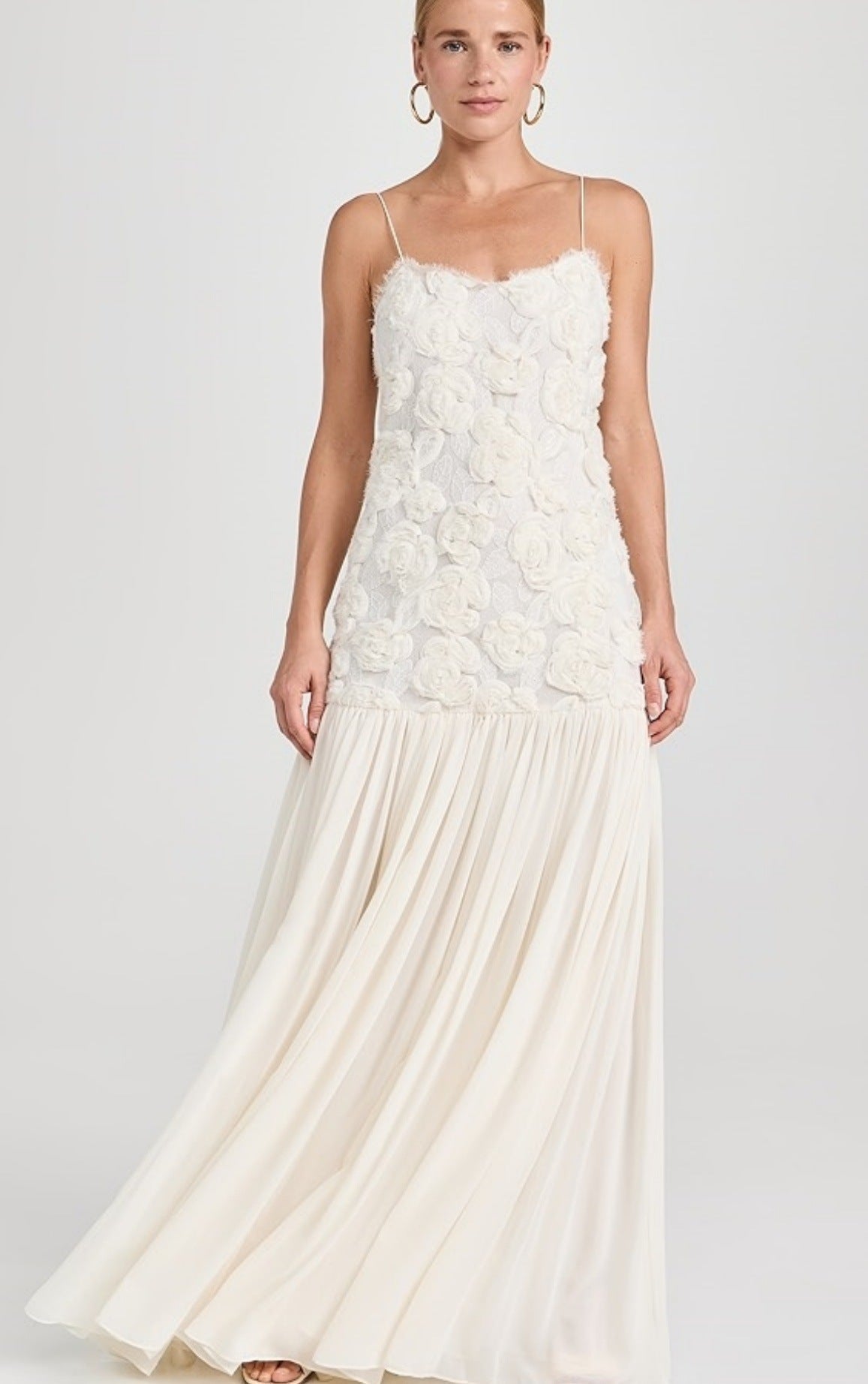 Three-dimensional flower sexy chiffon dress