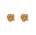 Winding twist Japanese and Korean simple design stud earrings niche versatile hollow earrings metal kink cold wind women's earrings