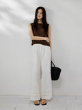 Vacation lace stitching full-scale wide-leg high-waisted casual pants