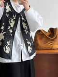 Advanced sense~ 2025 summer new national style new Chinese style hidden button flower embroidered vest cardigan