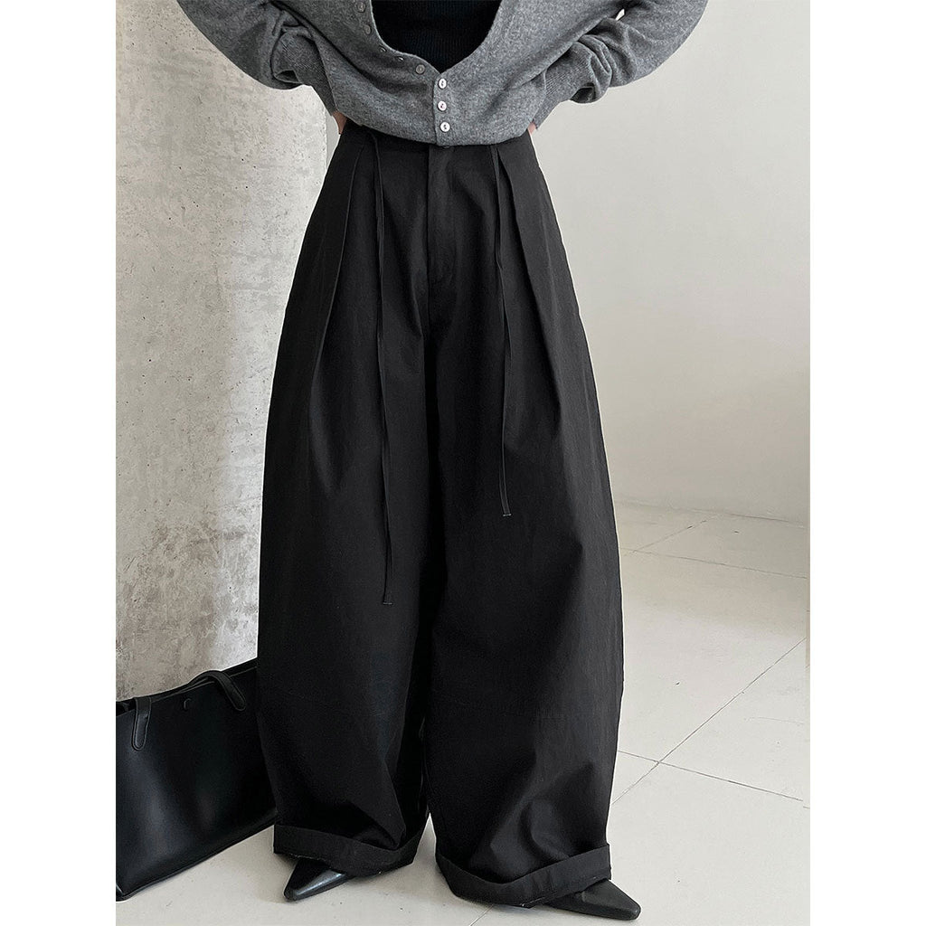 Korean pleated loose drape balloon pants autumn lazy versatile trousers