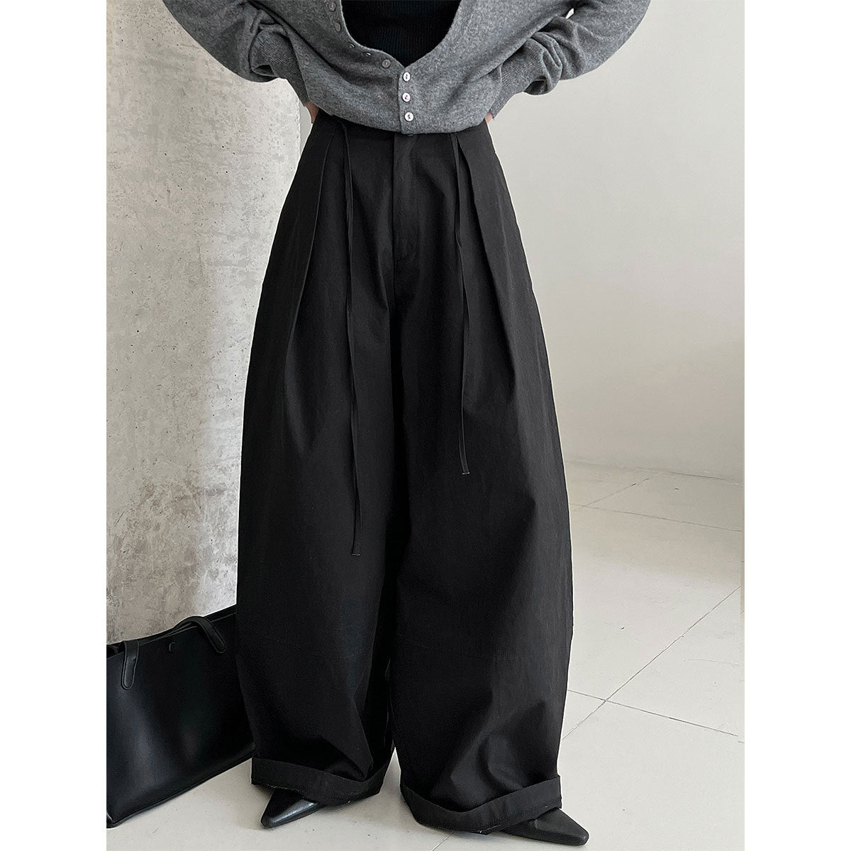 Korean pleated loose drape balloon pants autumn lazy versatile trousers