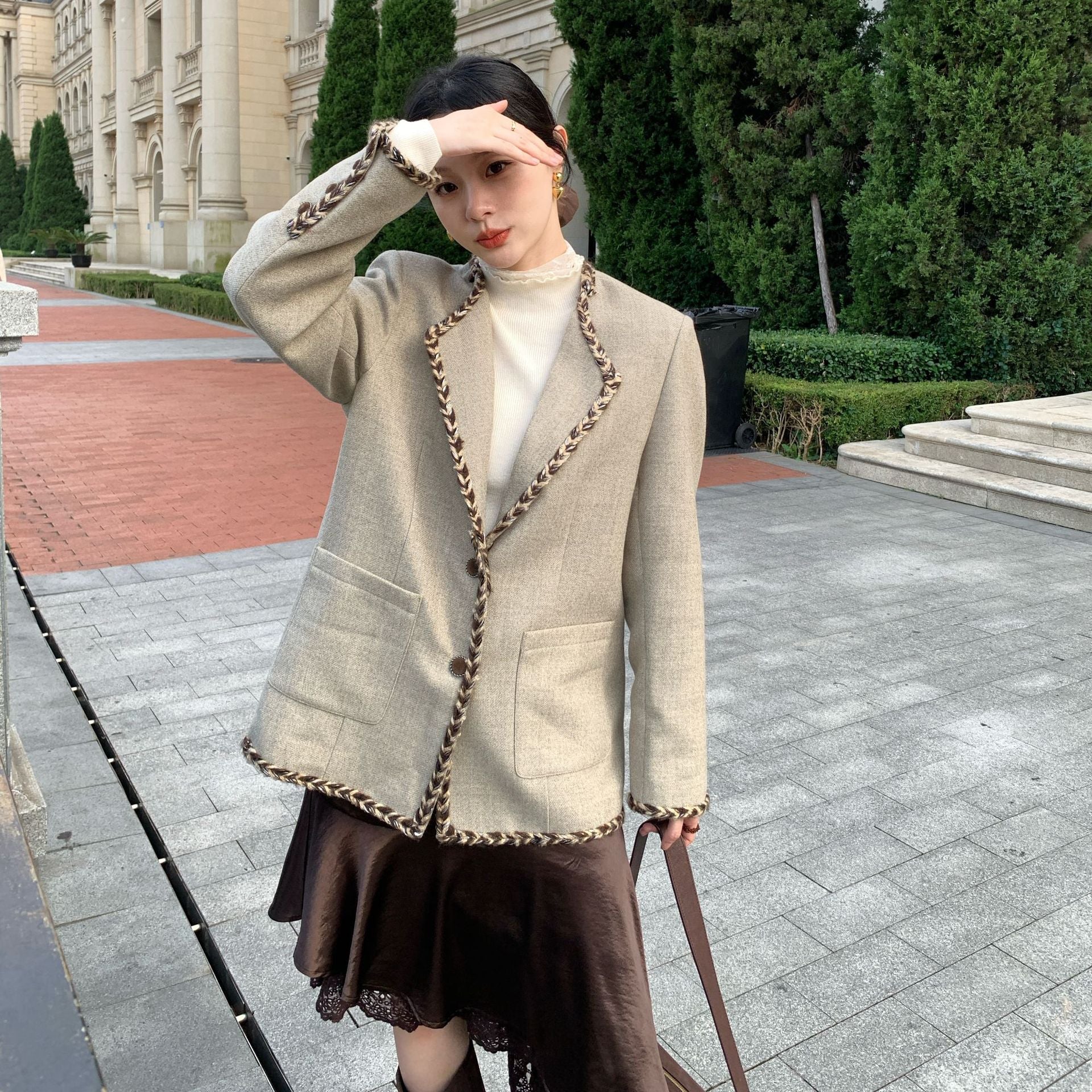 Simple ins cold wind commuter blazer