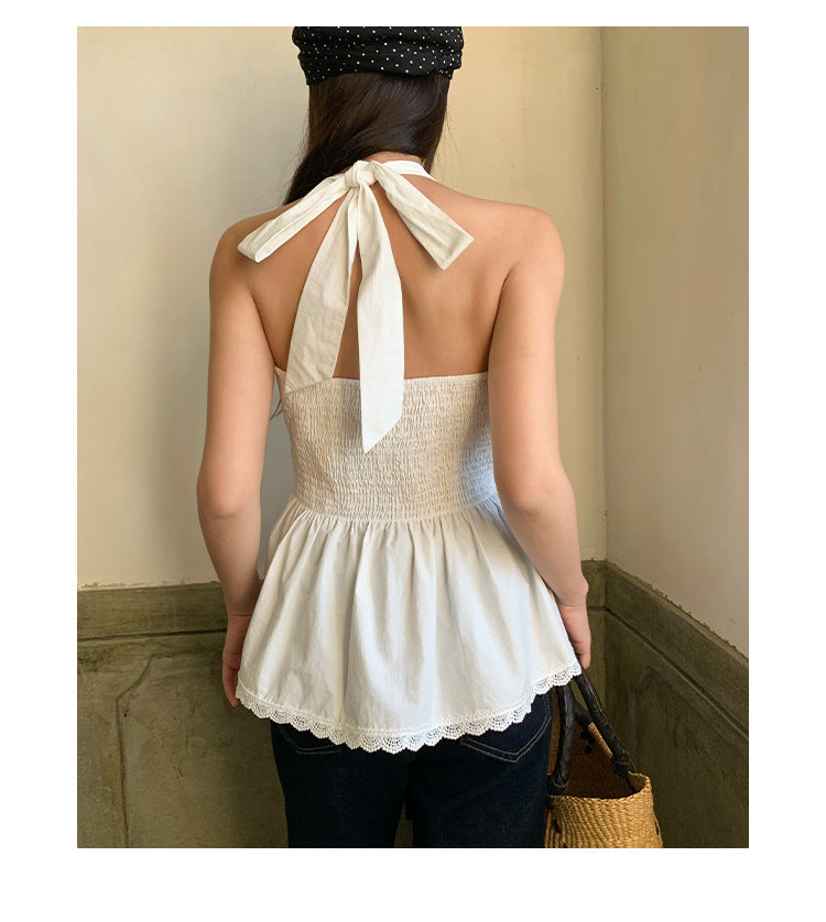 French pure desire sweet and spicy style sexy beauty back strap neck sling
