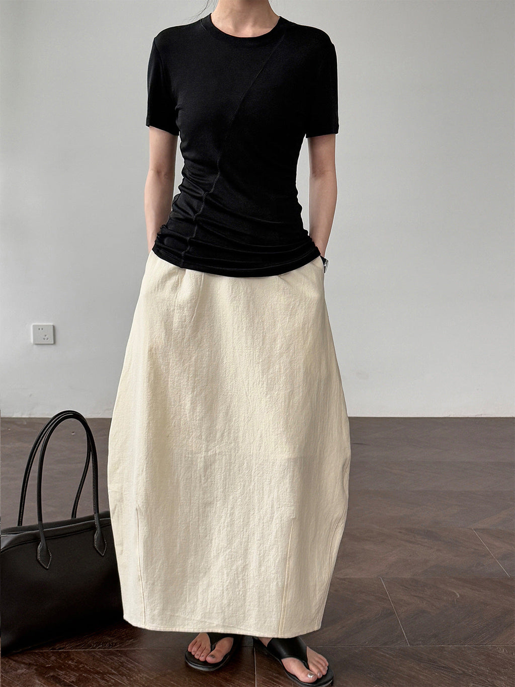 Cotton and linen lantern skirt~ design cocoon high waist skirt