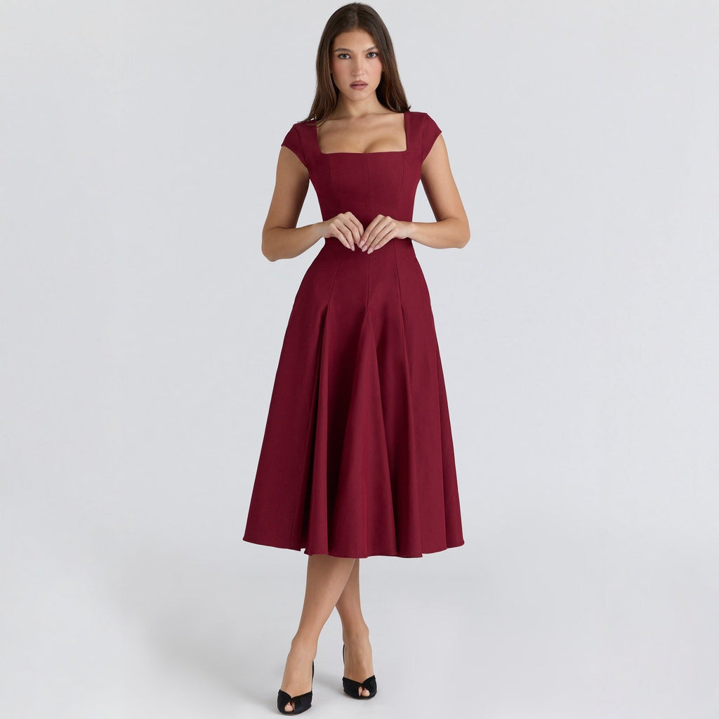 French pure desire style hollow lace-up dress