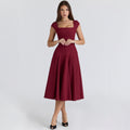French pure desire style hollow lace-up dress