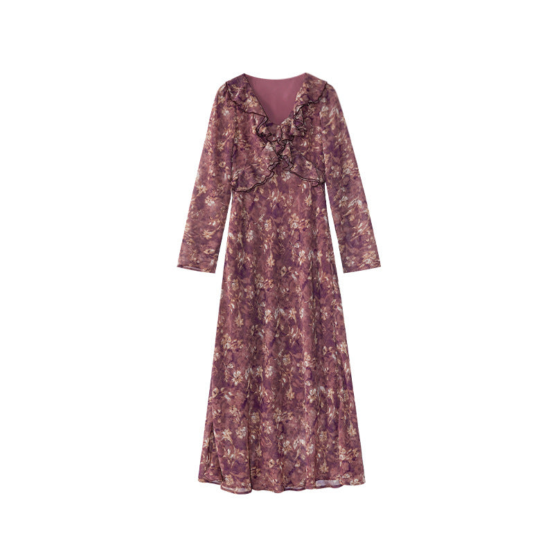 Beautiful temperament waist floral dress
