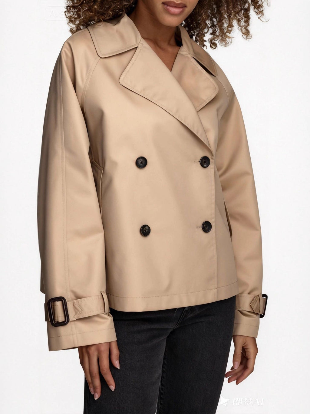Lapel double-breasted British old money coat jacket small short trench coat