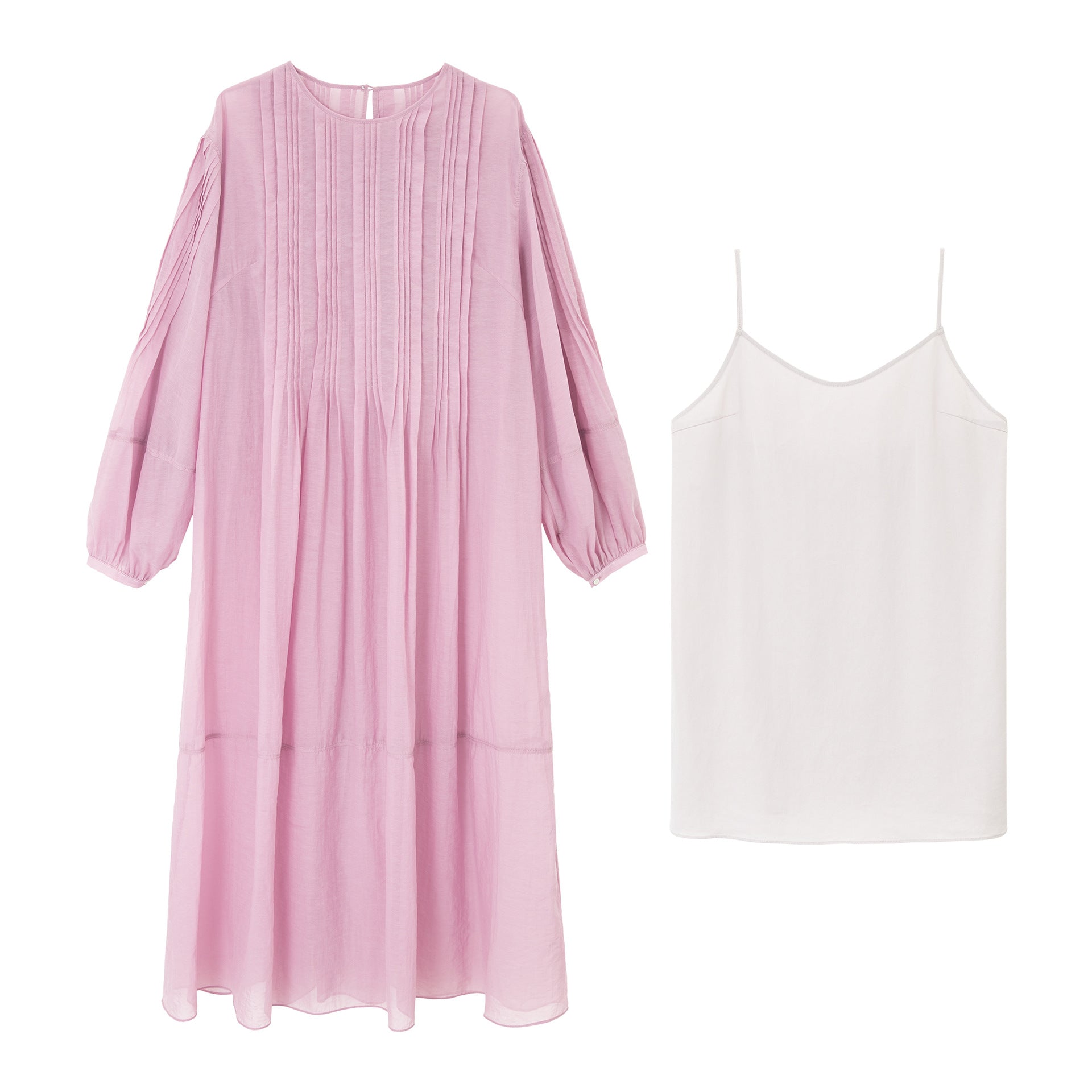 Autumn new round neck perspective see-through cable rear mid-split slightly shoulder-drop dress