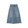Retro High Waist Denim A-Line Skirt
